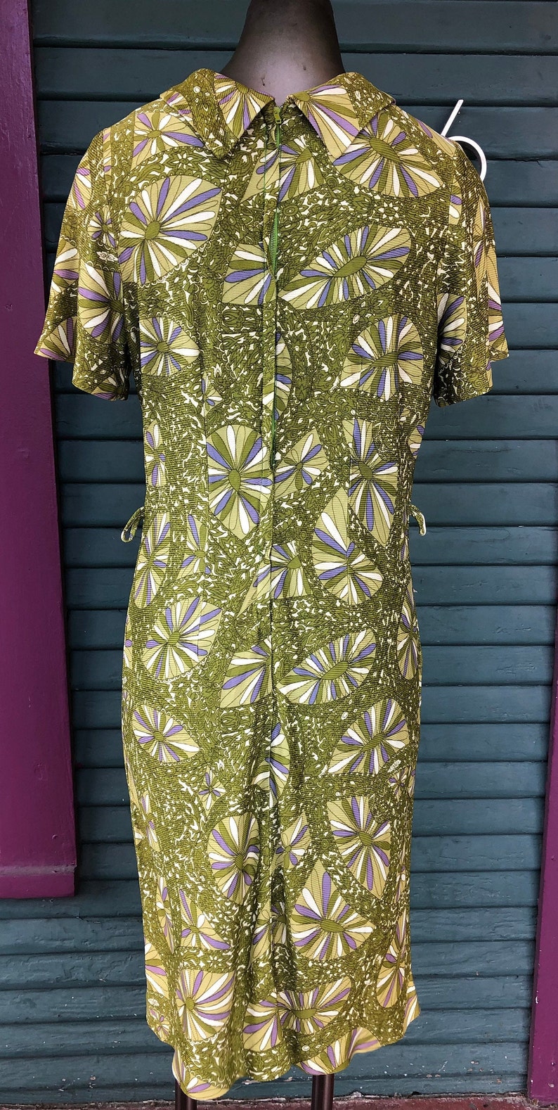 Vintage 1960s MOD PSYCHEDELIC Print Dress Soft Jersey Fabric Shift image 4