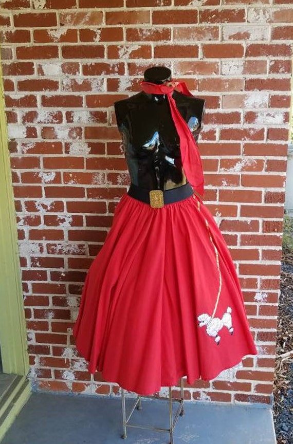 Vintage 80s/50s Poodle Skirt Poodle Belt Glasses P