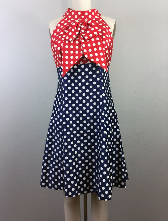 Vintage 1960s Mod Polka Dot Mini Dress Eloise Cur… - image 2