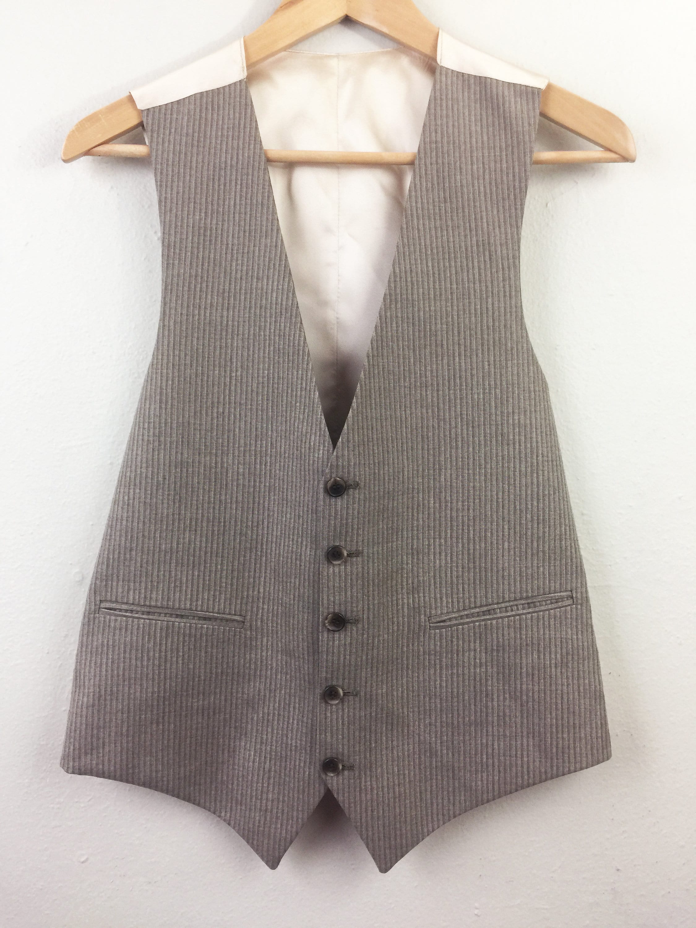 Vintage 70s 80s PIERRE CARDIN Tan Pinstripe 3-piece Men's Suit