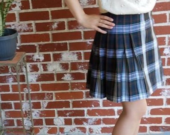 Vintage 60s Plaid Tartan Skirt Pleats A line Collegiate House S Miniskirt