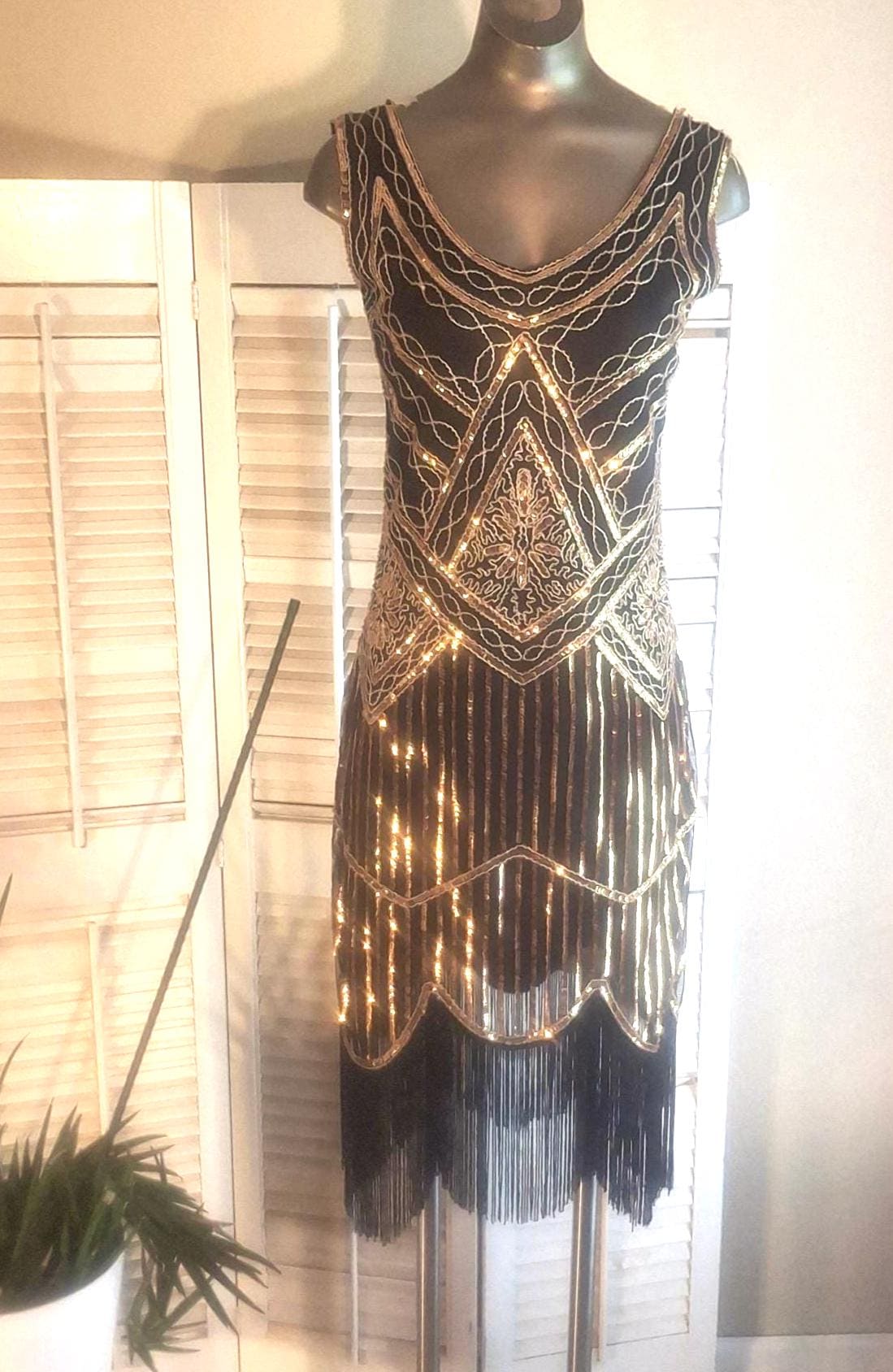 Black Gold 20s Dress - Etsy
