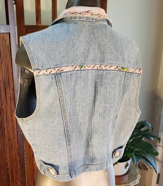 Vintage 80s Cropped Cotton Denim Vest New Wave /P… - image 6