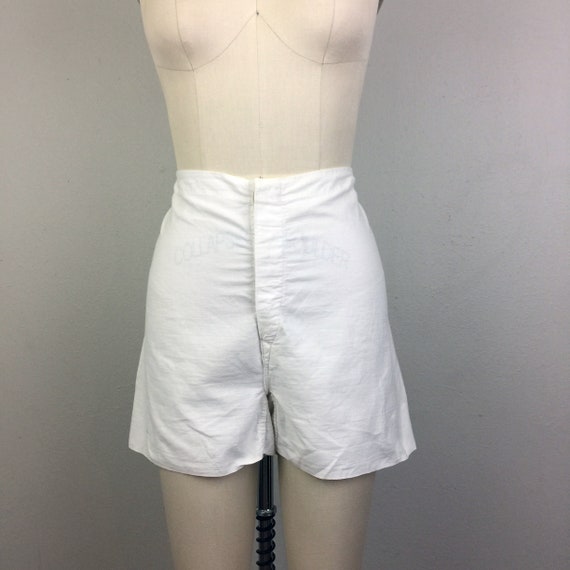 Vintage 30s 40s Gym Shorts White Cotton 1930s 1940