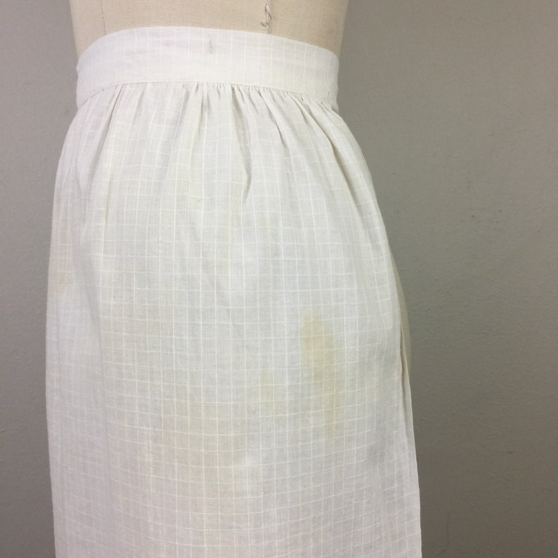 apron antique vintage Victorian Edwardian White Cotton w/ Eyelet Ruffle Trim image 7