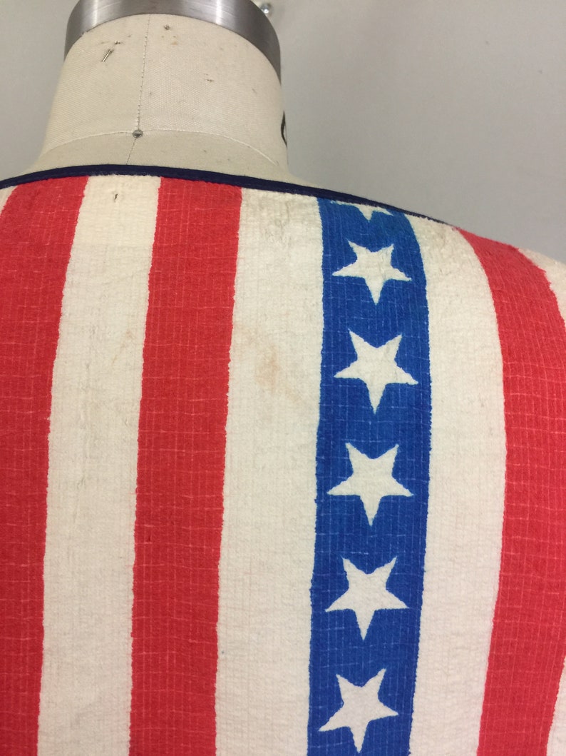 Vintage 60s Paper Vest Stars and Stripes Red White Blue Novelty Mod RARE M/L image 6