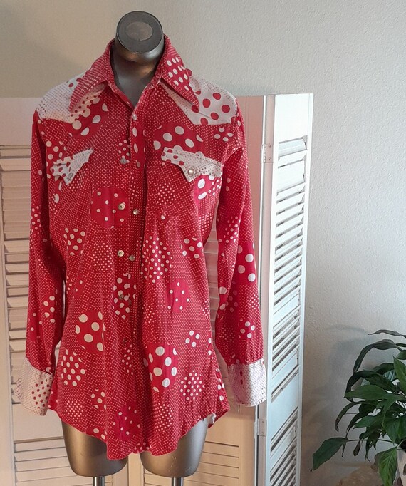 Vintage 70s H Bar C Ranchwear Western Shirt Long Tail Pearl Snap 