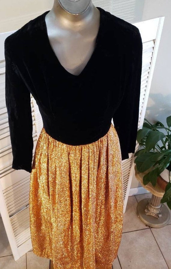 Vintage 60s Velvet and Lurex/Lame' MOd Maxi Dress… - image 2