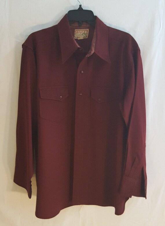 1940s Mens CLASSIC BURGUNDY Shirt W/western Style M | Etsy