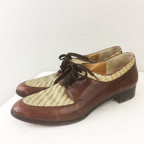 Vintage 80s 90s RALPH LAUREN Woven Leather Oxfords