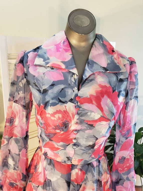 Vintage 60s/ 70s Toni Todd Floral Mod  Print Dress