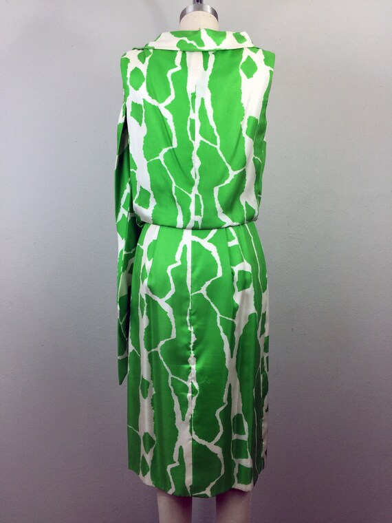 Vintage 60s Suzy Perette Dress Green and White Op… - image 5