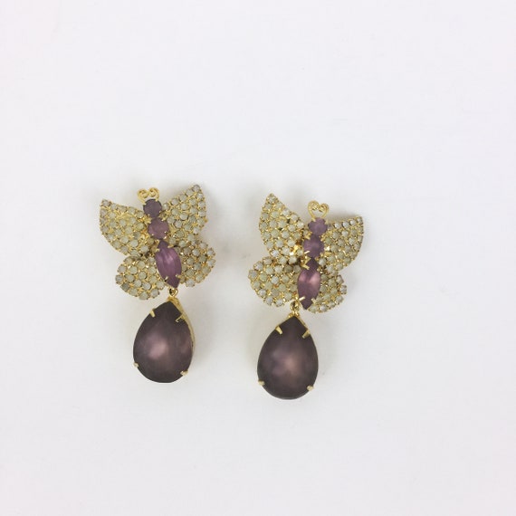 Vintage Marie Ferra Designer Earrings BUTTERFLY R… - image 1