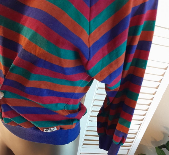 Way Cute Vintage 60s 70s 3/4 Sleeve Stripe Knit T… - image 3