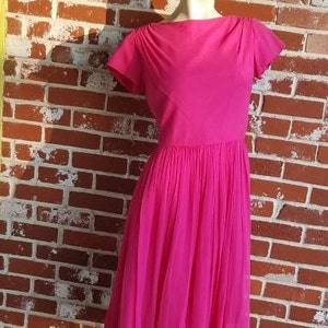 Vintage 60s/50s Pink Party Frock Mad Men Rockabilly M image 1