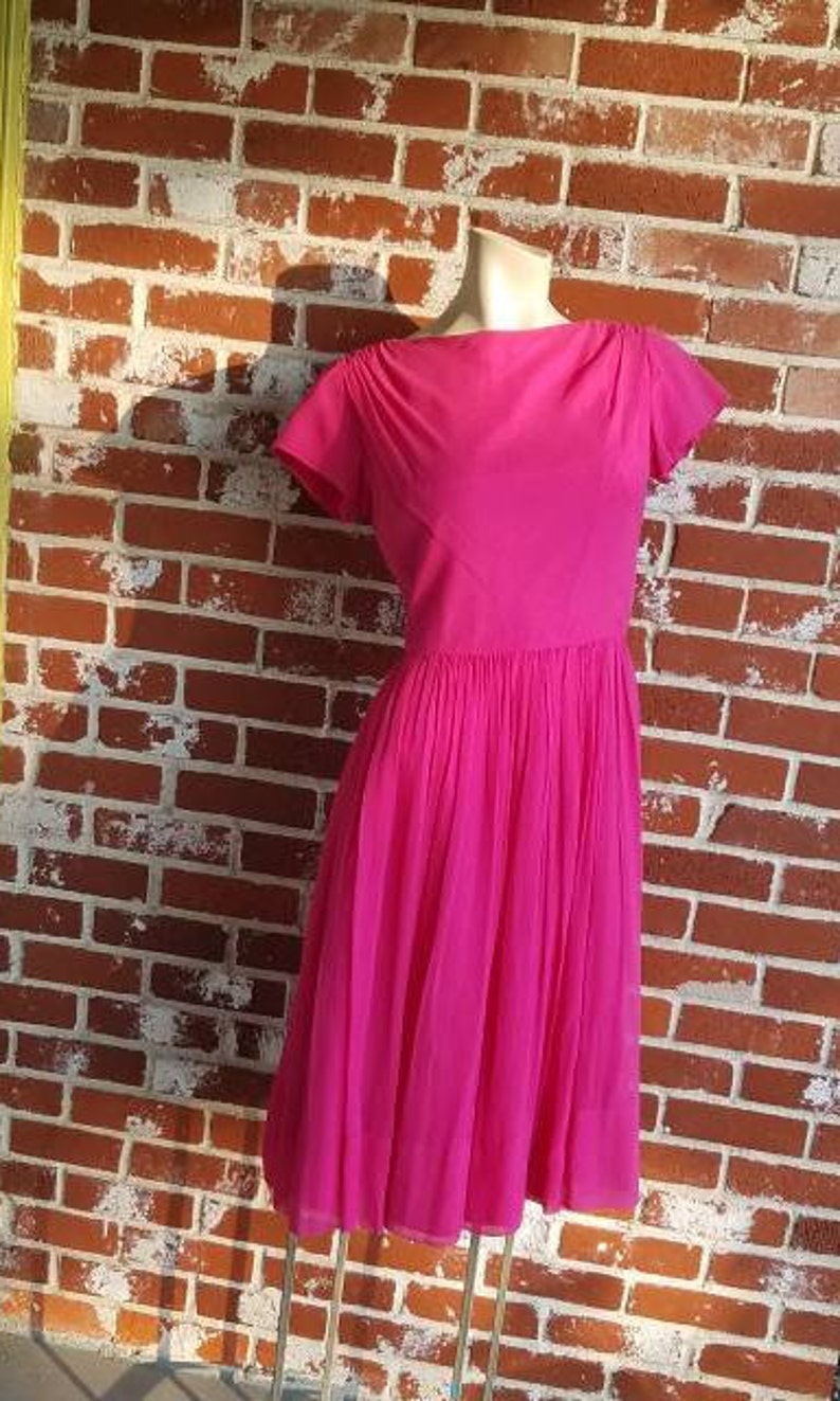 Vintage 60s/50s Pink Party Frock Mad Men Rockabilly M image 1