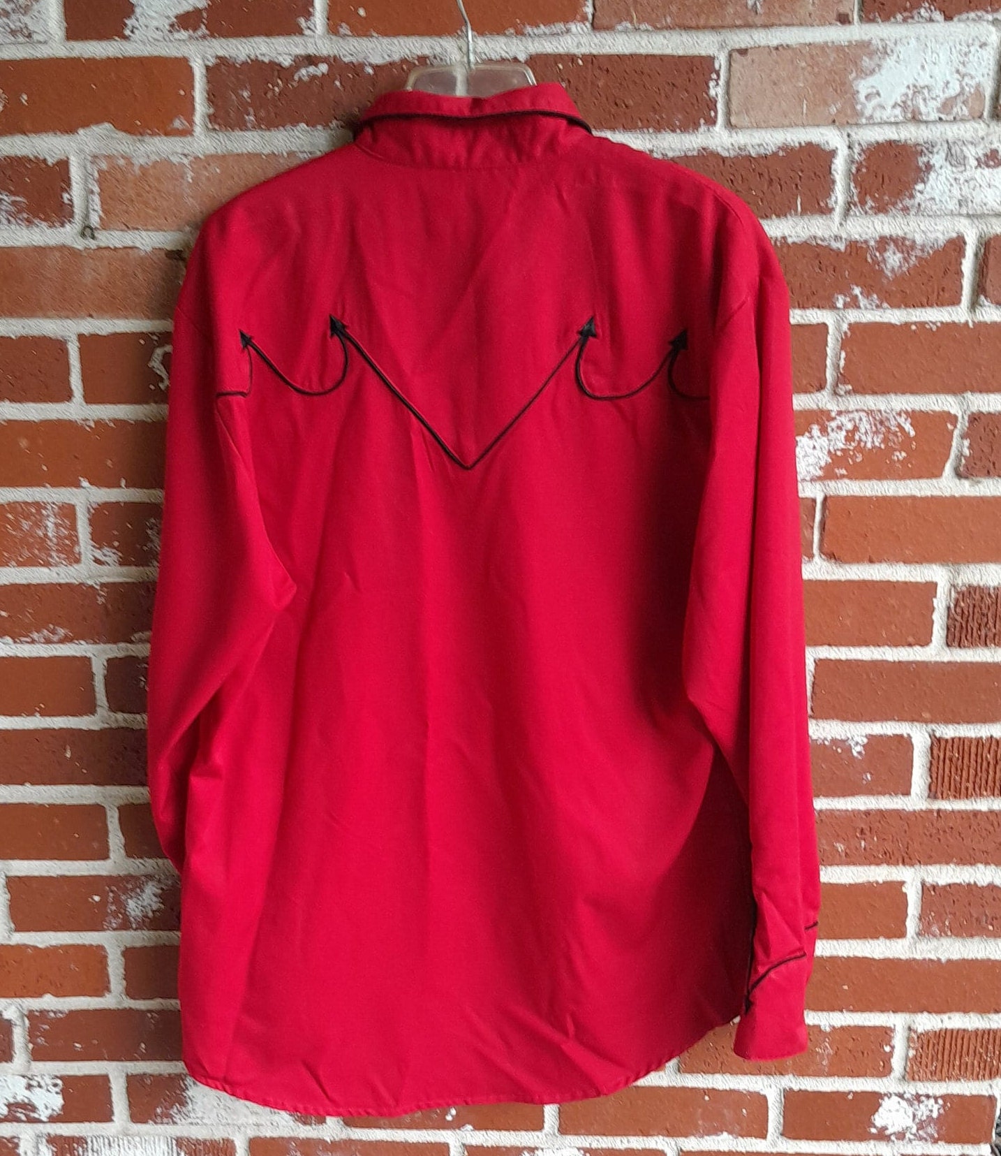 Vintage 80s/90s Mens Red/black Scully Western Shirt Pearl Snap 