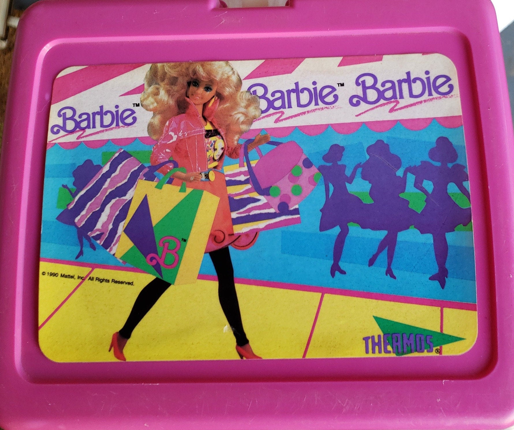 Vintage Barbie Lunchbox Thermos Cup Drink Girls Pink 90s Retro Collectible  1997