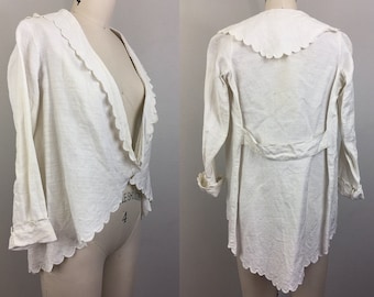 Vintage Antique EDWARDIAN White Cotton Jacket Victorian 20s XS or Youth