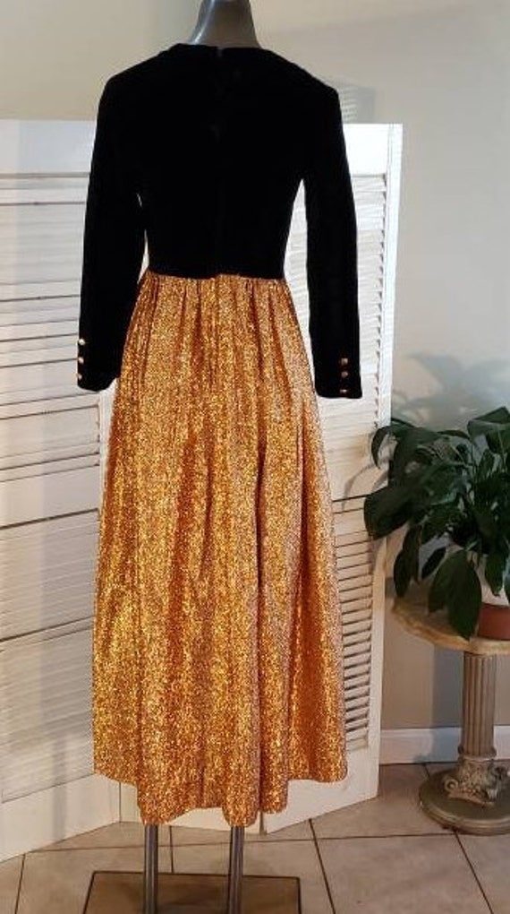 Vintage 60s Velvet and Lurex/Lame' MOd Maxi Dress… - image 5