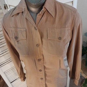 Vintage 30s 40s Blouse w/Pockets /Neutral Color / S image 2