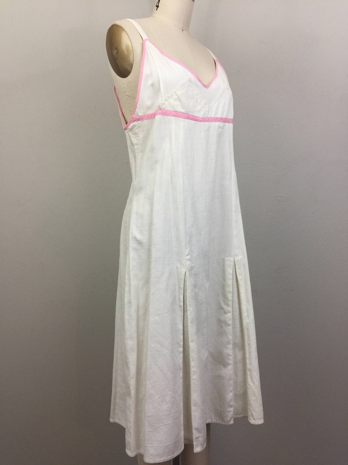 Vintage 1920s White Cotton Sundress W/ Pink Trim 20s Flapper - Etsy