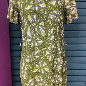 Vintage 1960s MOD PSYCHEDELIC Print Dress Soft Jersey Fabric Shift image 2