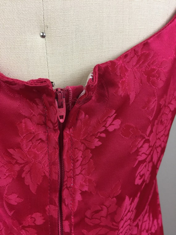 Vintage 60s Fuscia Pink Floral Brocade Satin Gown… - image 8