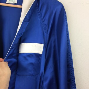 Vintage 1960s Blue and White Satin Robe Boxing Smoking Jacket Mr. USA World Champion S image 3