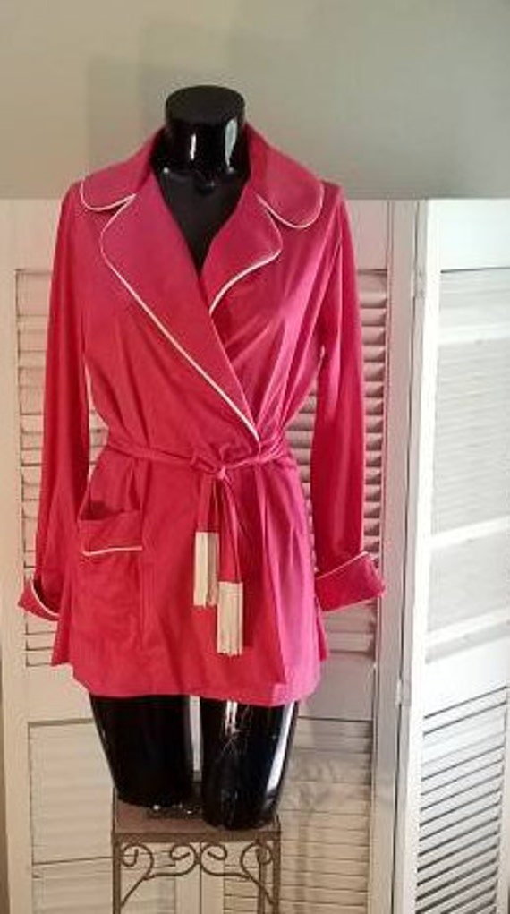 Vintage 60s Hot Pink Robe Shorty Mini Tailored Fri