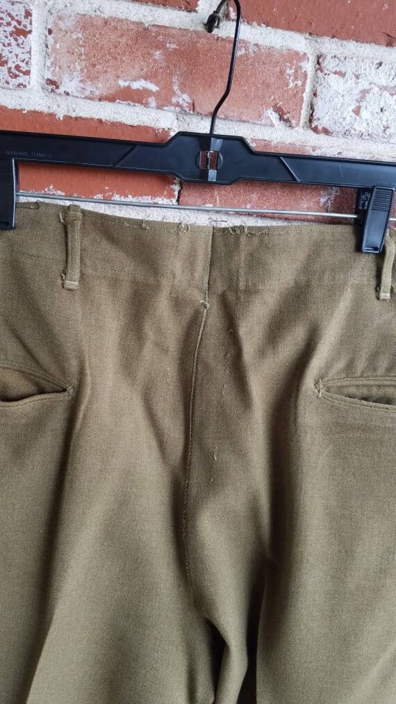 Vintage 30s 40s Army Green WW2 Trousers  Pants  M… - image 6