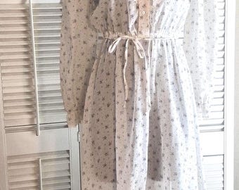 Vintage 70s Peasant Dress Cotton Boho