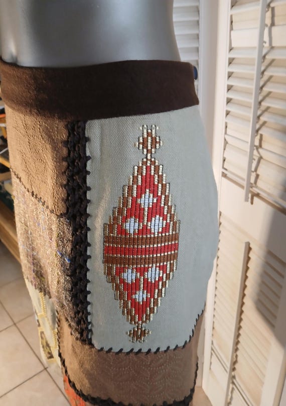 Vintage Tabitha Simmons Textile Patchwork Skirt /… - image 3