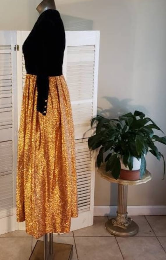 Vintage 60s Velvet and Lurex/Lame' MOd Maxi Dress… - image 3