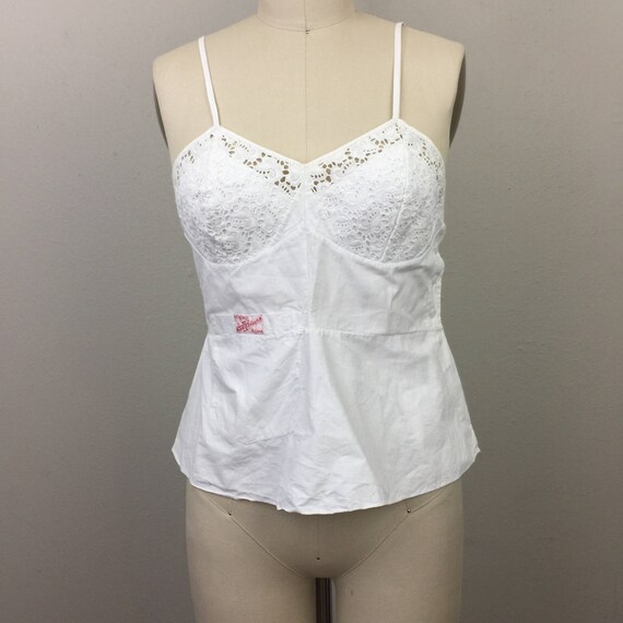 Vintage 30s White Cotton Lace Camisole Tank Top Bl