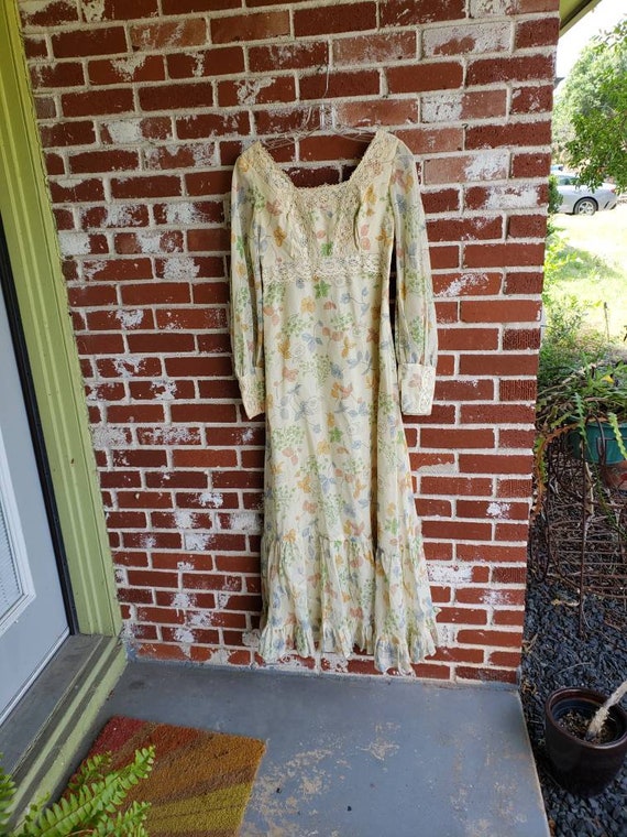 Vintage 70s Floral Print Gunne Sax Style Prairie Dres… - Gem