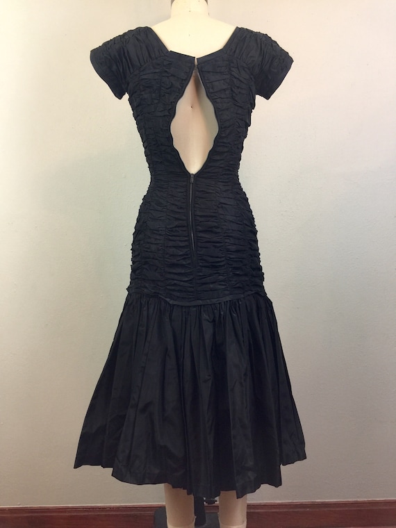 Vintage 50s Suzy Perette Party Dress  Black Taffe… - image 5