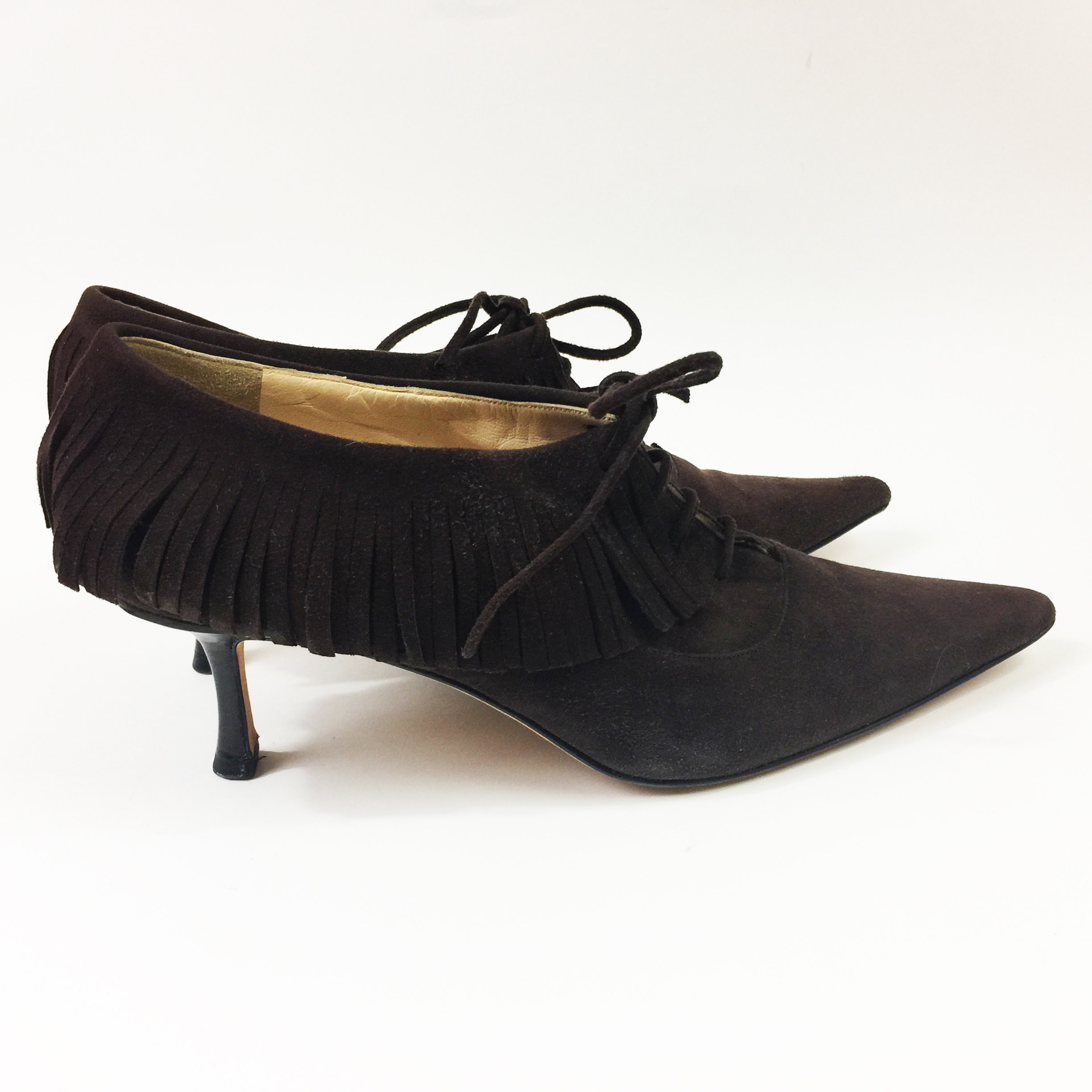 Vintage 90s JIMMY CHOO Zapatos de ante marrón cuero flecos - Etsy España