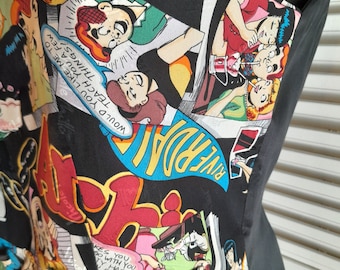 Chaleco de diseño vintage de seda con temática de Archie, adorable, de los años 80 y 90, talla S