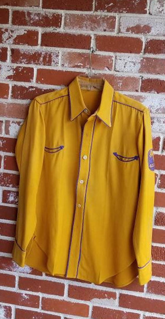 WOW Vintage 30s/40s Western Shirt RARE Gold  Cowb… - image 1