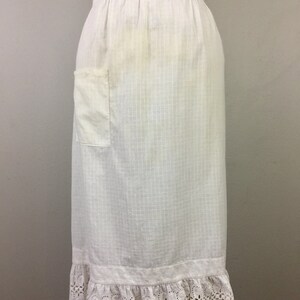 apron antique vintage Victorian Edwardian White Cotton w/ Eyelet Ruffle Trim image 2