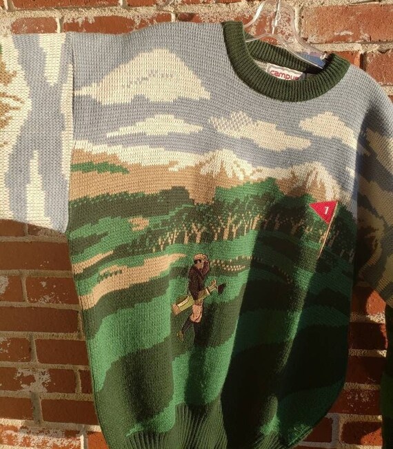 Vintage 80s Graphic Golf Sweater by 