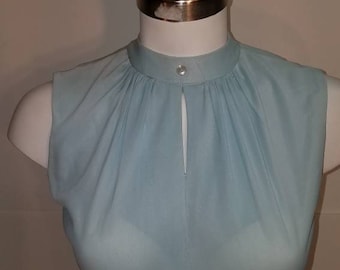 Dreamy Blue Vintage 50s/60s Jersey Dress Keyhole Front