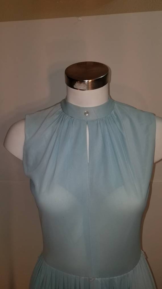 Dreamy Blue Vintage 50s/60s Jersey Dress Keyhole F