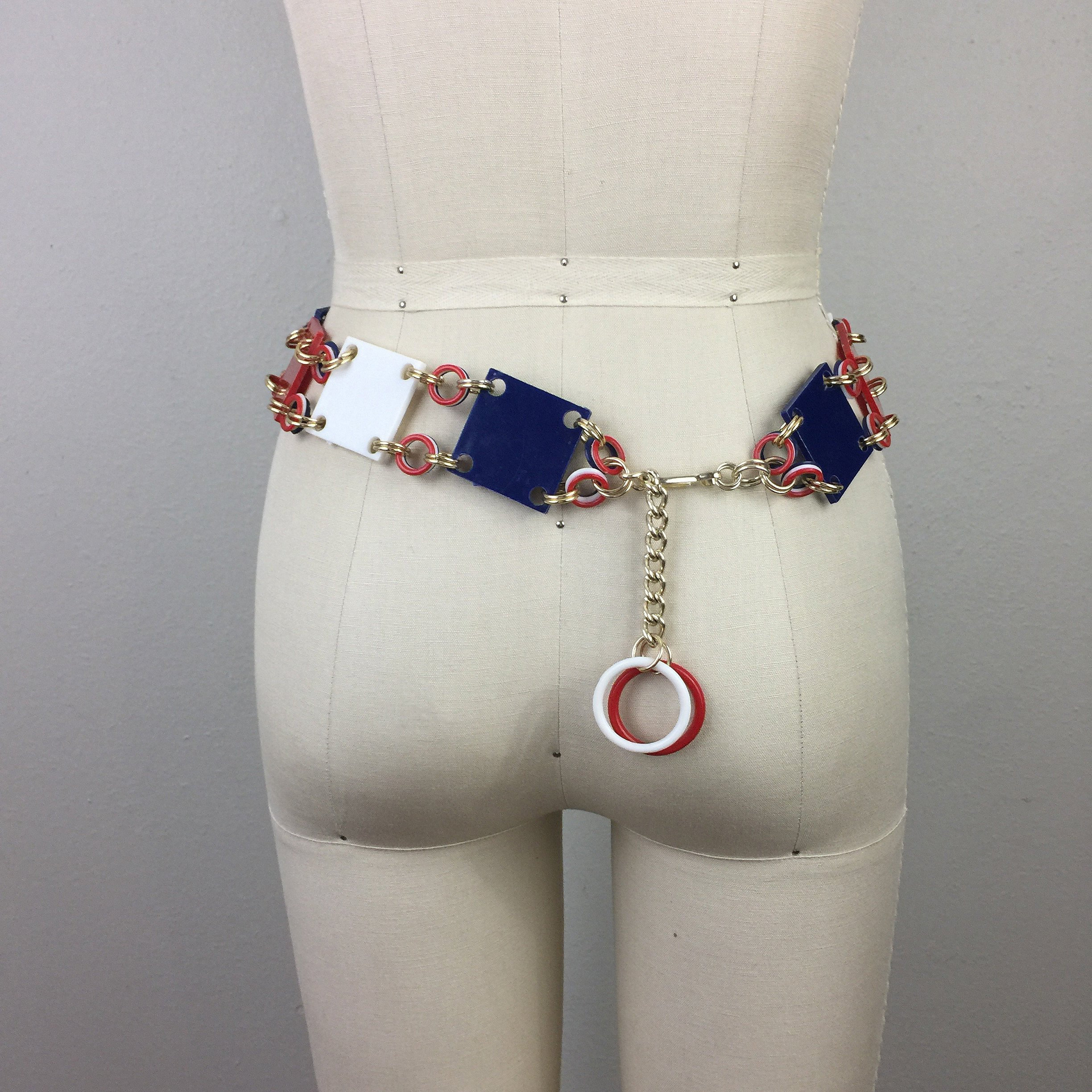 Vintage 60s Plastic Chain Link Belt Red White and Blue Mod Go Go 1960s Etsy UK