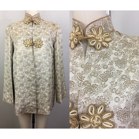 Vintage 30s 40s Japanese Gold Floral Brocade Jacke