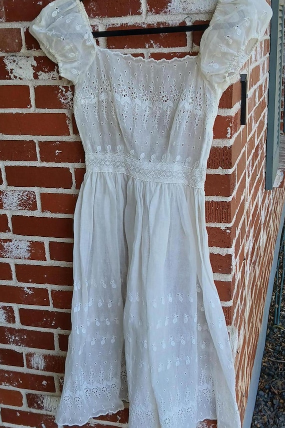 sachin and babi light blue dress Extro & Vert Aurora White Eyelet Embroidered Drop-waist Mini Dress main image 1