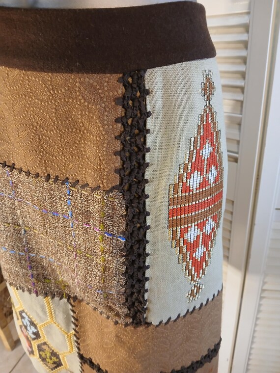 Vintage Tabitha Simmons Textile Patchwork Skirt /… - image 4