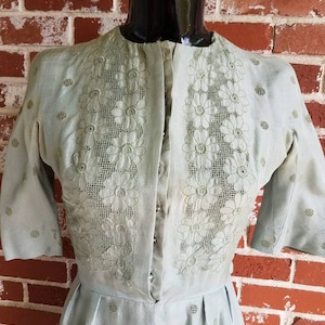 Vintage 50s CARLYE Silk Wriggle Dress w/Amazing Detail Betty Draper