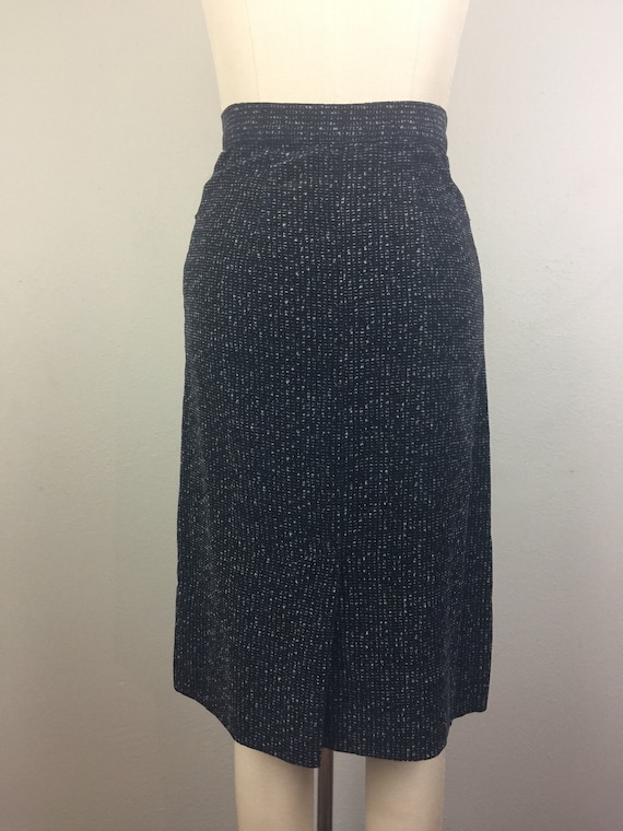 Vintage 50s Corduroy Pencil Skirt Black and White… - image 2